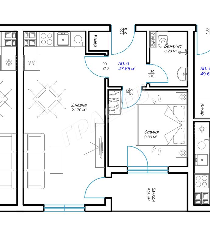 Ново строителство – Двустаен апартамент в района на м-ст Пчелина / Възраждане 3 - Агенция за недвижими имоти Варна - Екипът